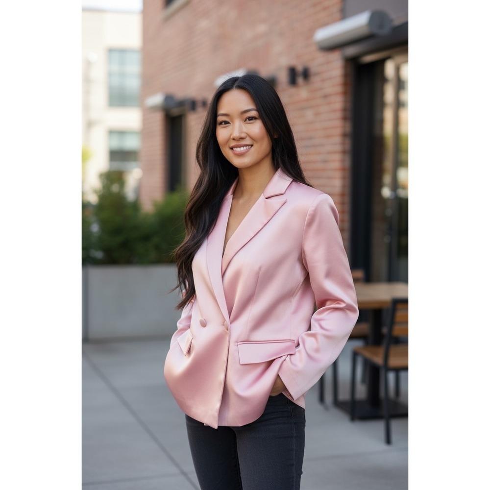 English Factory Women's Double-Breasted Blazer XS‎ Powder Pink Formal NWOT